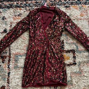 PrettyLittleThing Sequin Long Sleeve Dress